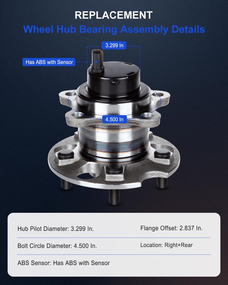 ECCPP Replacement For Rear Wheel Hub Bearing Hub Assemblies 04-06 For Lexus Truck Rx330, 07 For Lexus Truck Rx350, For Lexus Truck Rx400h, For Toyota Truck Highlander 5 lugs with ABS OE 512283 1 pc - Image 5